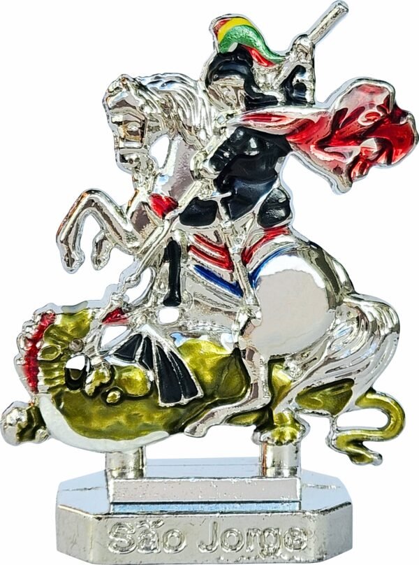 IMAGEM SÃO JORGE 5,5CM PRATEADA C/ ADESIVO COLORIDA