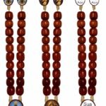 TERÇO MADEIRA COM SANTO NO PAI NOSSO