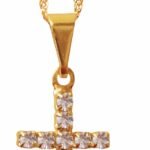 CORRENTE FOLHEADA A OURO CRUZ COM STRASS 209