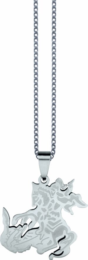 CORRENTE COM PINGENTE SÃO JORGE AÇO INOX