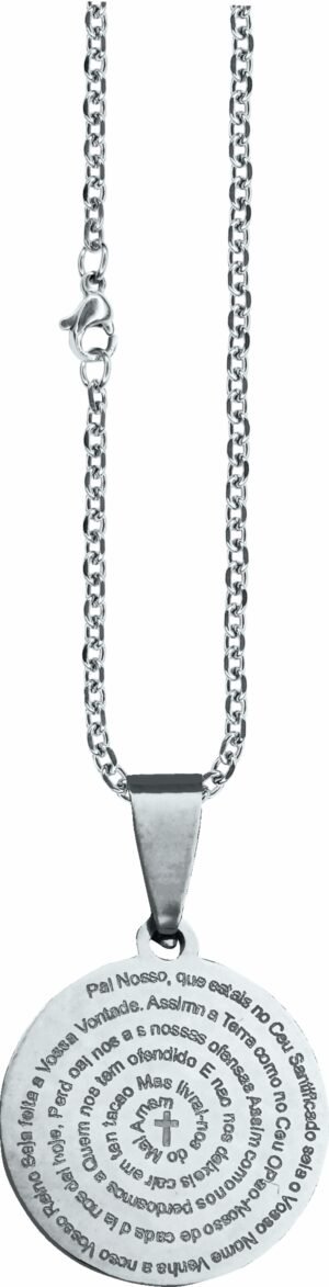 CORRENTE COM MEDALHA AÇO INOX - PAI NOSSO
