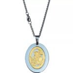 CORDÃO AÇO INOX COM MEDALHA OVAL SÃO JORGE