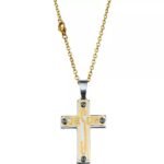 CORRENTE AÇO INOX 316L DOURADA C/ CRUZ JESUS