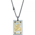 CORDÃO AÇO INOX C/ MEDALHA SÃO JORGE RETANGULAR