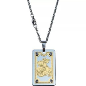 CORDÃO AÇO INOX C/ MEDALHA SÃO JORGE RETANGULAR