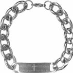 PULSEIRA COM ORAÇÃO PAI NOSSO AÇO INOX MASCULINA