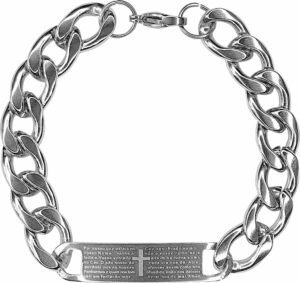 PULSEIRA COM ORAÇÃO PAI NOSSO AÇO INOX MASCULINA