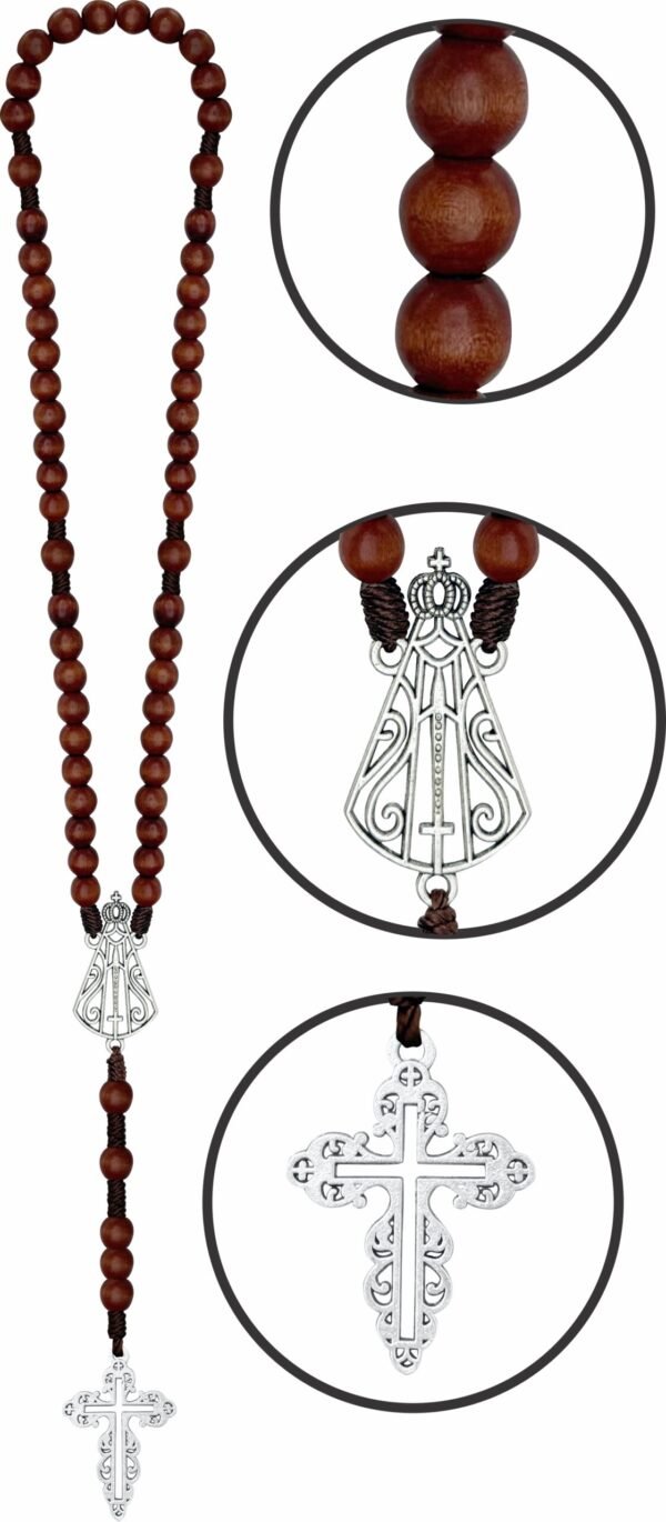 TERÇO MADEIRA NOSSA SENHORA APARECIDA VAZADO