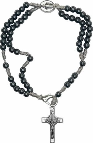 TERÇO PULSO HEMATITA NOSSA SENHORA DAS GRAÇAS