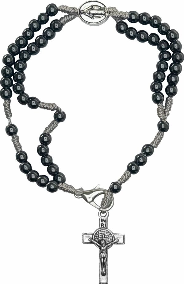 TERÇO PULSO HEMATITA NOSSA SENHORA DAS GRAÇAS