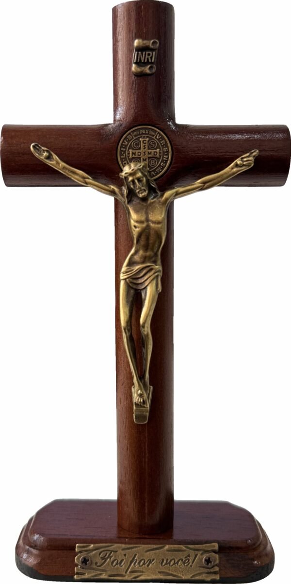 CRUCIFIXO MADEIRA 18,5CM - "FOI POR VOCÊ"
