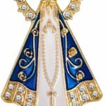 IMAGEM APARECIDA DOURADA DE METAL COM COROA COM STRASS