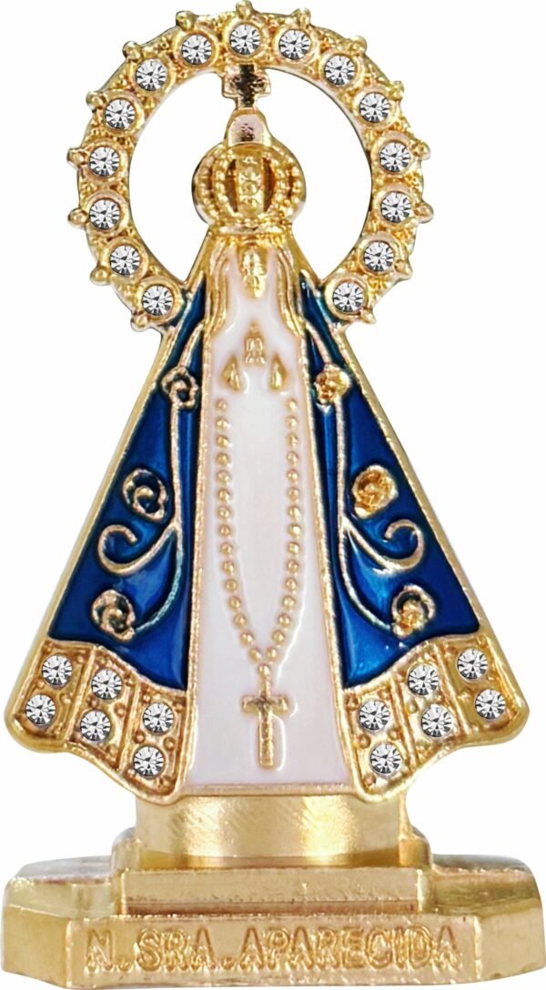 15376533192-im-16.jpg IMAGEM APARECIDA DOURADA DE METAL COM COROA COM STRASS