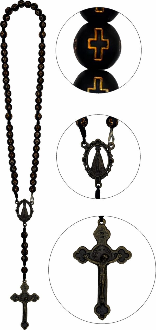 TERÇO PESCOÇO 7MM PRETO NOSSA SEHORA APARECIDA