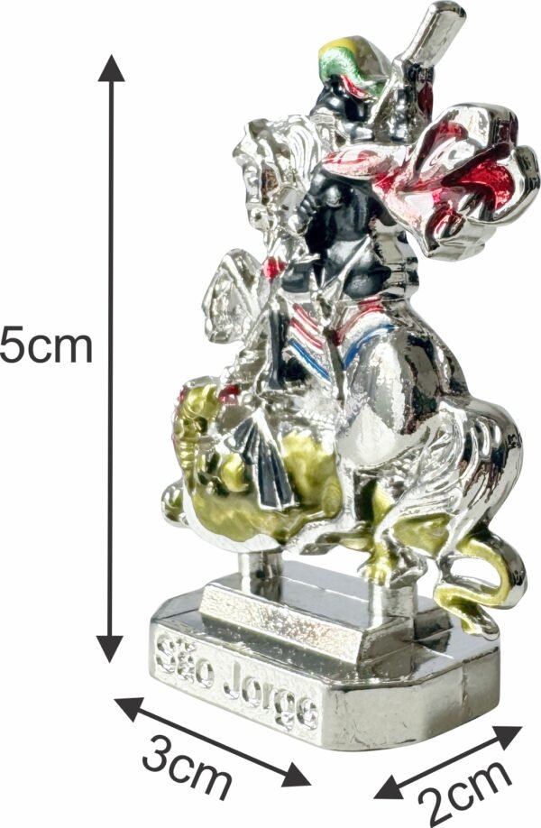 IMAGEM SÃO JORGE 5,5CM PRATEADA C/ ADESIVO COLORIDA