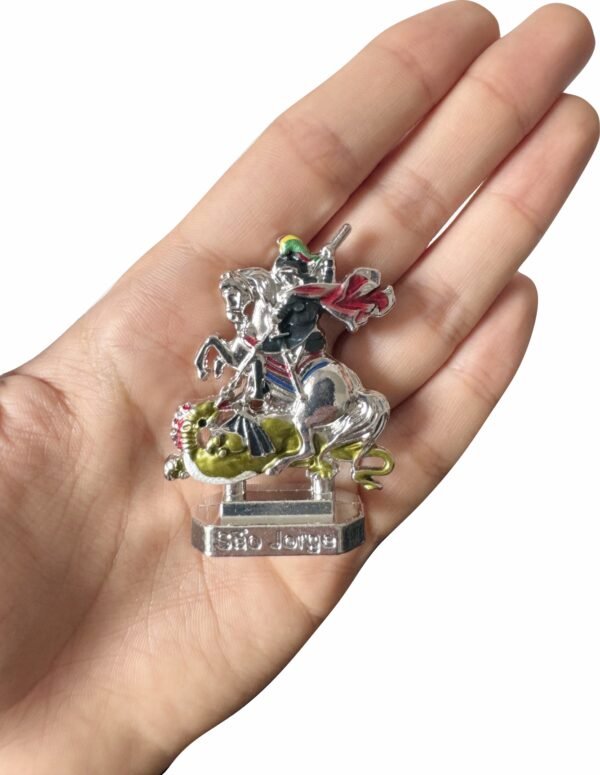 IMAGEM SÃO JORGE 5,5CM PRATEADA C/ ADESIVO COLORIDA