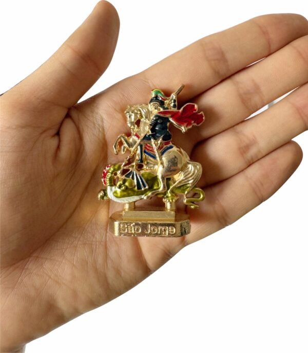 IMAGEM SÃO JORGE 5,5CM DOURADA C/ ADESIVO COLORIDA