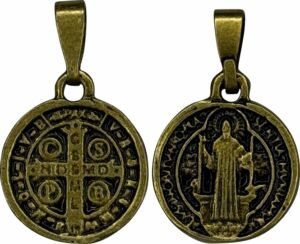 MEDALHA SÃO BENTO OURO VELHO PEQUENA 14 MM
