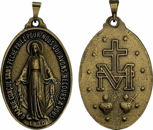 MEDALHA MILAGROSA OURO VELHO 28x43 MM GRANDE