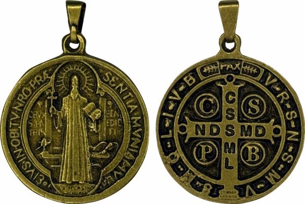 MEDALHA SÃO BENTO OURO VELHO GRANDE 30 MM