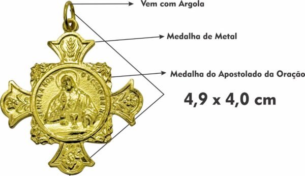 CRUZ MEDALHA DO APOSTOLADO DOURADA