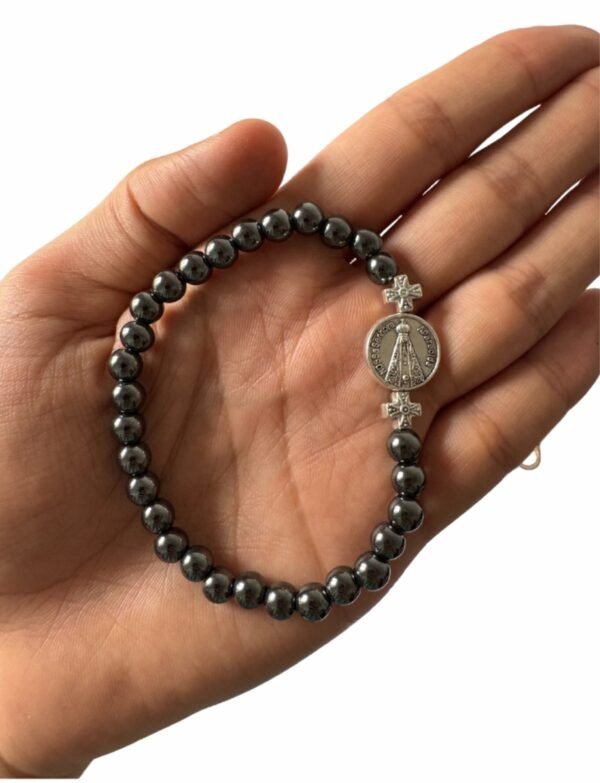 PULSEIRA NOSSA SENHORA  APARECIDA HEMATITA 6MM