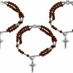 TERÇO PULSEIRA  MADEIRA PRATEADO