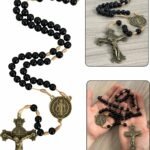 TERÇO SÃO BENTO PRETO 10CM CRUZ GRANDE