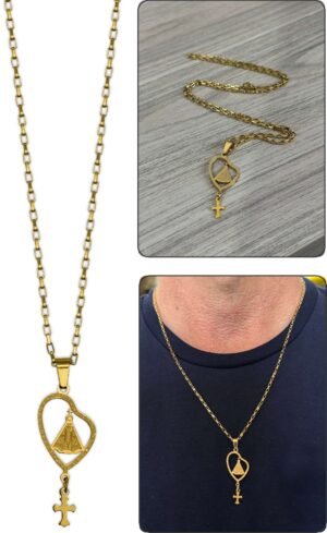 CORRENTE AÇO INOX 316L DOURADO NOSSA SENHORA APARECIDA