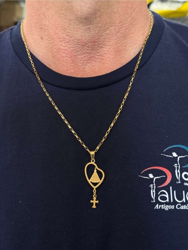 CORRENTE AÇO INOX 316L DOURADO NOSSA SENHORA APARECIDA