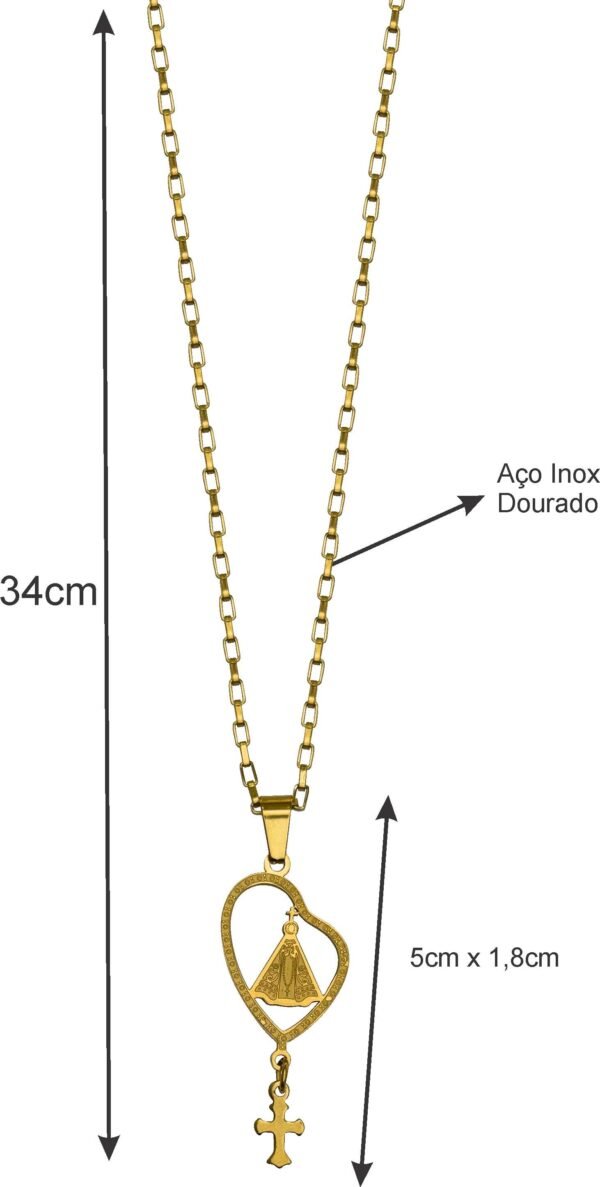 CORRENTE AÇO INOX 316L DOURADO NOSSA SENHORA APARECIDA