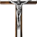 CRUCIFIXO DE MADEIRA ESPELHADA 26,5CM PAREDE E MESA