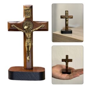 CRUCIFIXO MADEIRA 8CM MESA