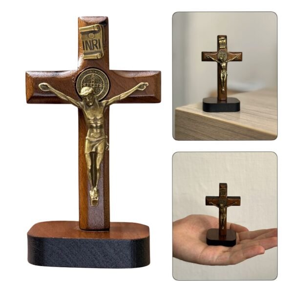 CRUCIFIXO MADEIRA 8CM MESA