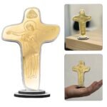 CRUCIFIXO DA UNIDADE ESPELHADO DOURADO 10CM