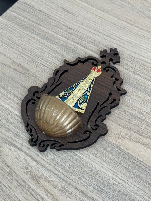 Pia De Água Benta Parede Nossa Senhora Aparecida MDF 18cm