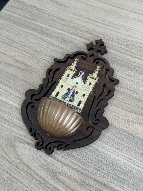 Pia De Água Benta Parede Nossa Senhora Aparecida MDF 18cm