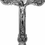 CRUCIFIXO CRUZ METAL DE ALTAR PRATA VELHA 30 CM