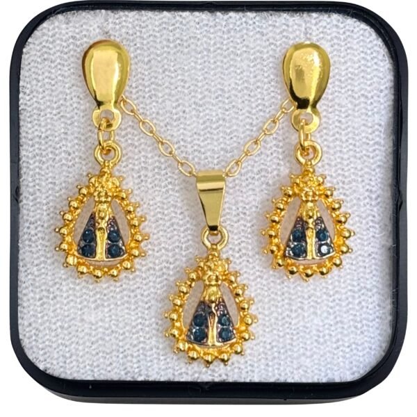 CONJUNTO COM BRINCO F OURO NOSSA SENHORA APARECIDA GOTA