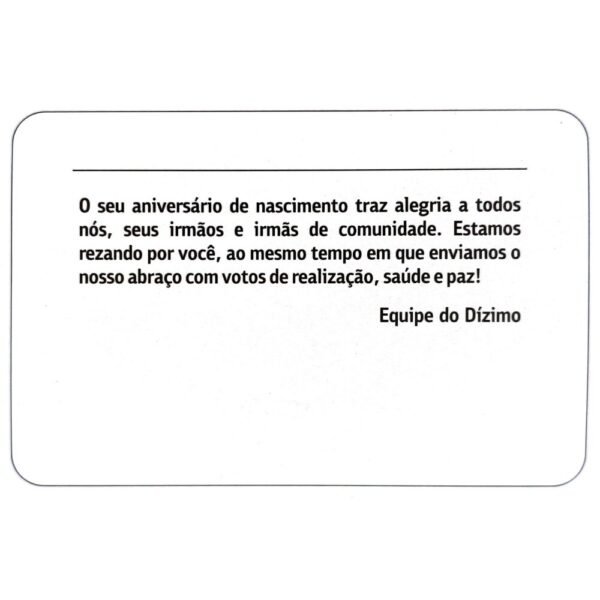 Cartão Postal de Aniversário para Dizimista Cartão Postal de Aniversário para Dizimista
