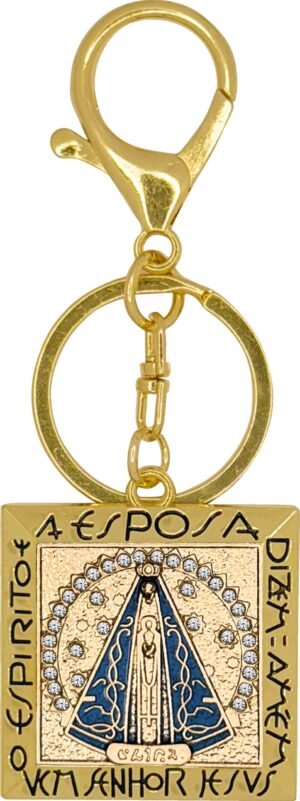 Chaveiro Nossa Senhora Aparecida Nicho com Strass, Dourado