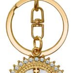 Chaveiro Oval de Nossa Senhora Aparecida com Madre Pérola