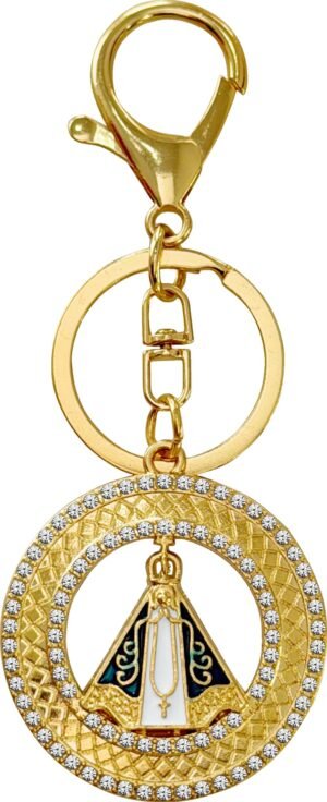 CHAVEIRO NOSSA SENHORA APARECIDA REDONDO STRASS DUPLO