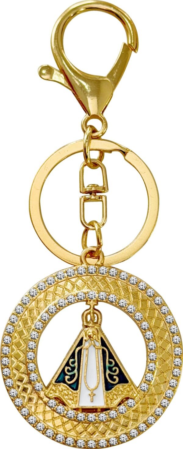 CHAVEIRO NOSSA SENHORA APARECIDA REDONDO STRASS DUPLO