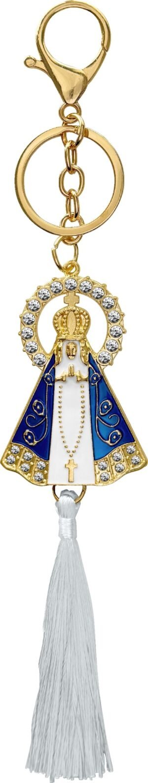 CHAVEIRO NOSSA SENHORA APARECIDA AZUL COM POMPOM