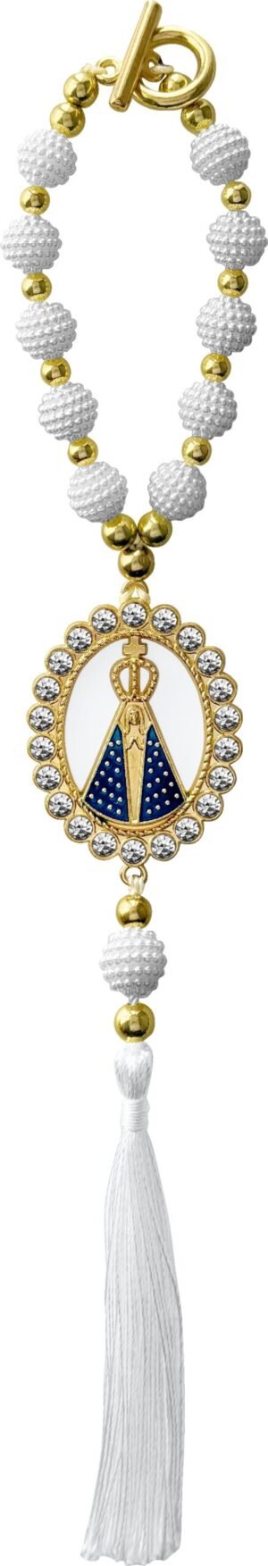 DEZENA PARA CARRO NOSSA SENHORA APARECIDA VAZADO COM POMPOM
