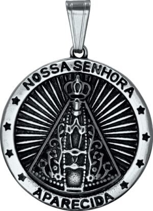 MEDALHA AÇO INOX NOSSA SENHORA APARECIDA REDONDA 3,8CM
