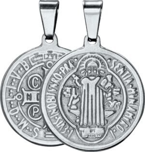 MEDALHA AÇO INOX SÃO BENTO REDONDA 2,5CM