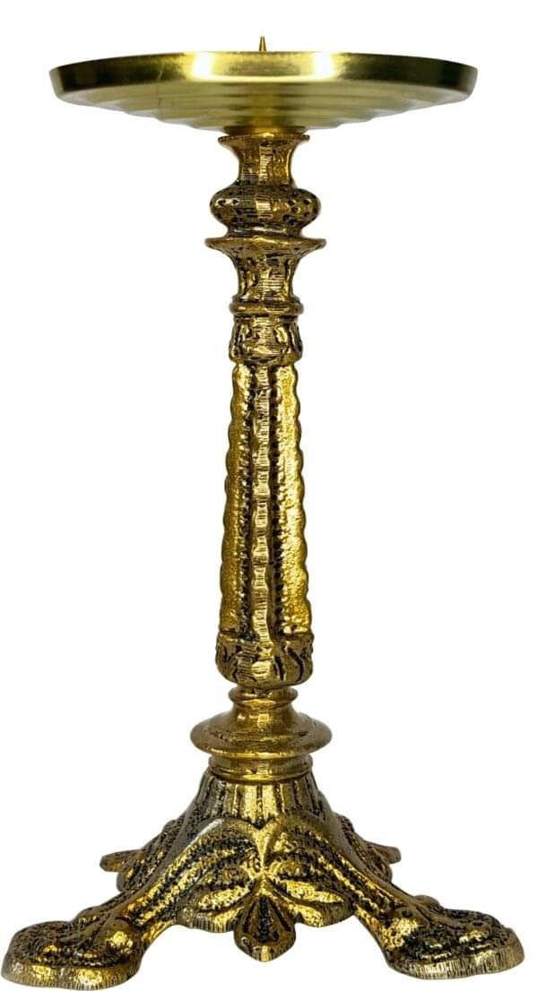 Castiçal 01 Vela 30Cm C/ Prato O. Velho - Base Para Vela 11Cm