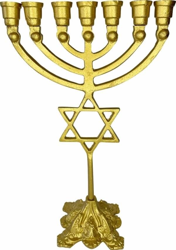 15222644725-menora-2.jpg Castiçal, Menorá Com Estrela 07 Velas 33,5Cm